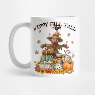 Scarecrow Happy Fall Y'all Pumpkin Thanksgiving Halloween Mug